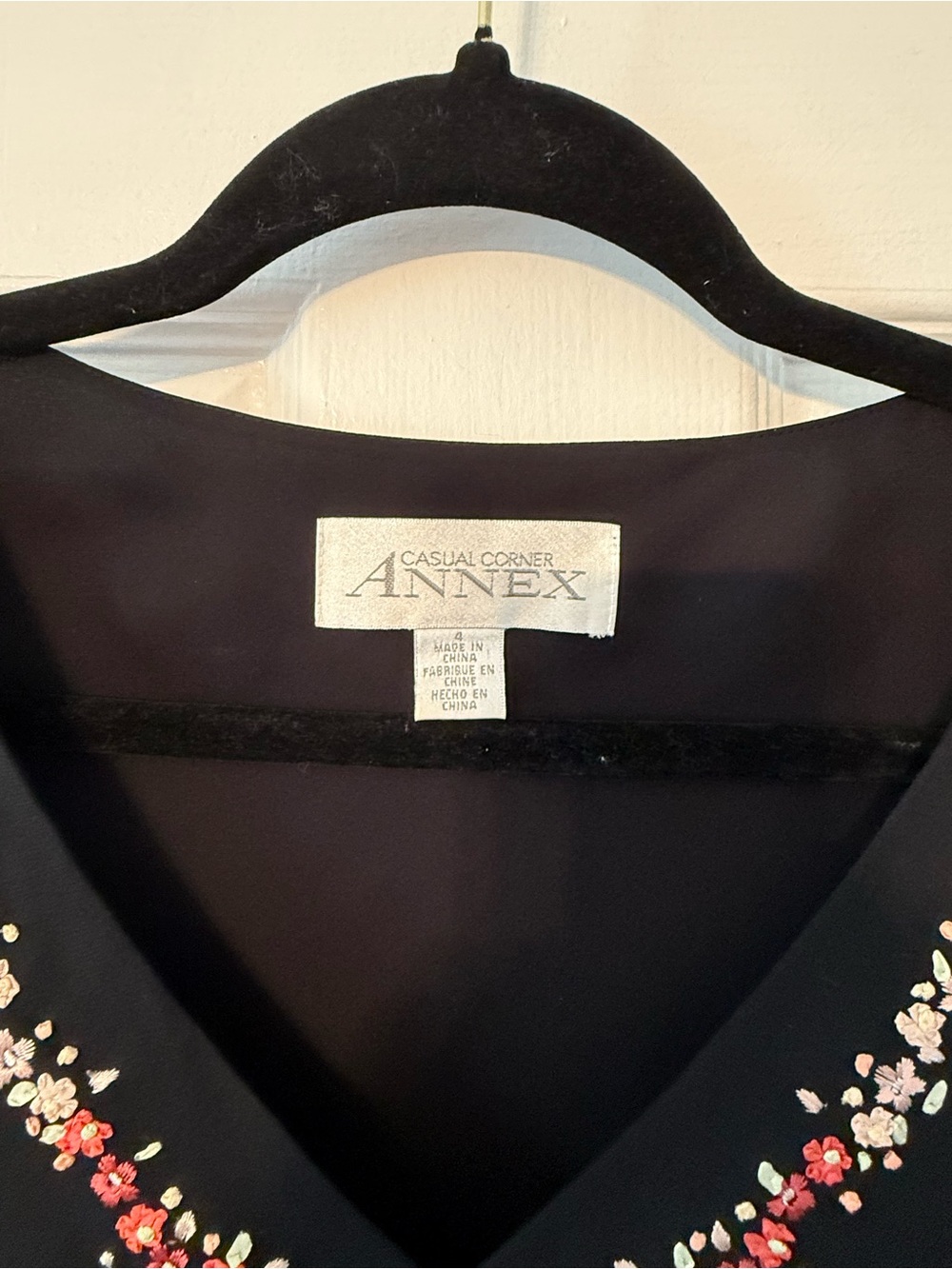 Casual Corner Black Maxi Dress with Floral Bead V-Neck - Picture 2 of 6
